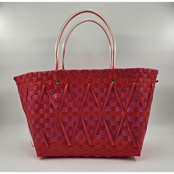 Beautiful pink Tommy Bahama woven basket bag with tassel tote bag NWT - Picture 2 of 8